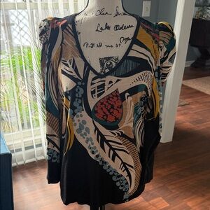 Chico's Artistic Black and Multicolor Blouse